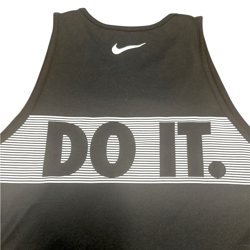 Nike Just Do It Dri Fit Tank Size Medium Black White Racerback Round Neck - Picture 6 of 11